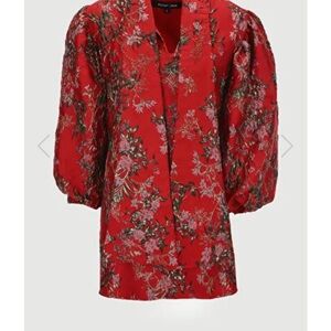 Sister Jane Red Floral Puff-Sleeve Long Dress